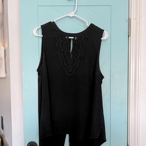Pale Sky Black Tank Top With Lace Details